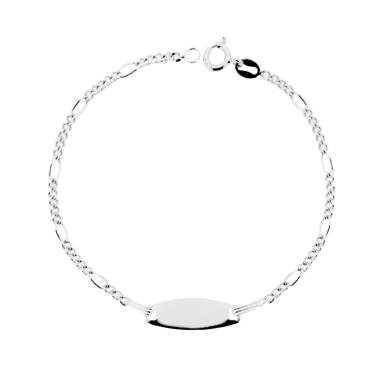 Bracciale Targa Ovale Bimbo Bimba Catena Figaro Alternata 5+1 in ARGENTO 925