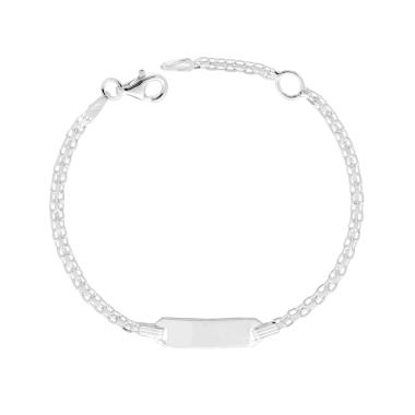 Bracciale Targa Rettangolare Bimbo Bimba con Catena Bismark in ARGENTO 925