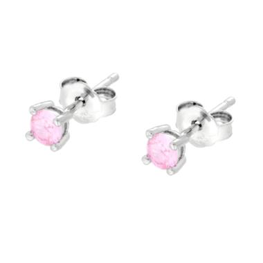 Orecchini Punto Luce Rosa Cubic Zirconia mm 3 in ARGENTO 925 Galvanica Rodio