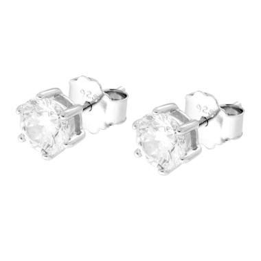 Orecchini Punto Luce Cubic Zirconia Bianco in ARGENTO 925 Galvanica Rodio