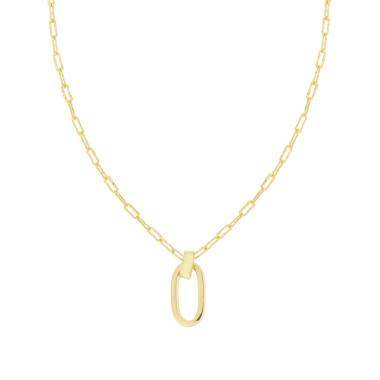 Collana Catena Forzatina effetto Martellato con Ovale in ARGENTO 925 Galvanica Oro