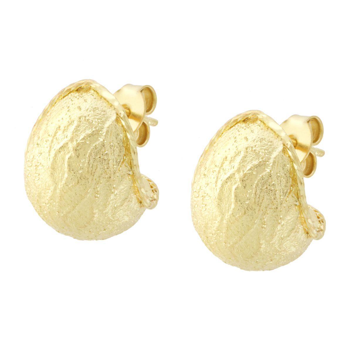 Orecchini Goccia effetto Spazzolato Brillantato in ARGENTO 925 Galvanica Oro