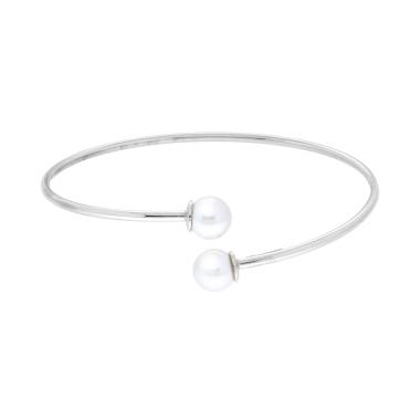 Bracciale Rigido Contrarie Canna sezione Tonda con Perle in ARGENTO 925 Galvanica Rodio