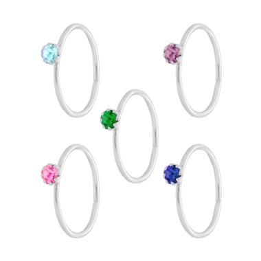 Orecchino Piercing da Naso Cerchio mm 10 con Punto Luce Cubic Zirconia Multicolor in ARGENTO 925