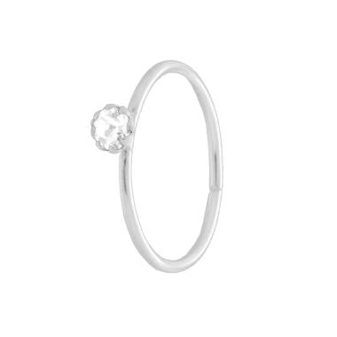 Orecchino Piercing da Naso Cerchio mm 10 con Punto Luce Cubic Zirconia Bianco in ARGENTO 925