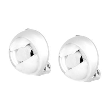 Orecchini Clip Semisfera 15 mm in ARGENTO 925 Galvanica Rodio