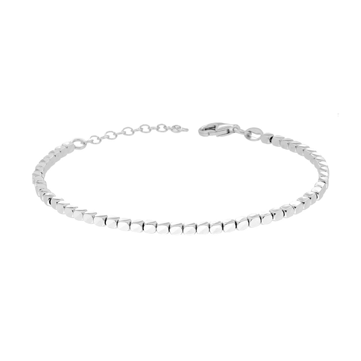 Bracciale Catena con Cubetti Diamantati mm 2.3 in ARGENTO 925 Galvanica Rodio