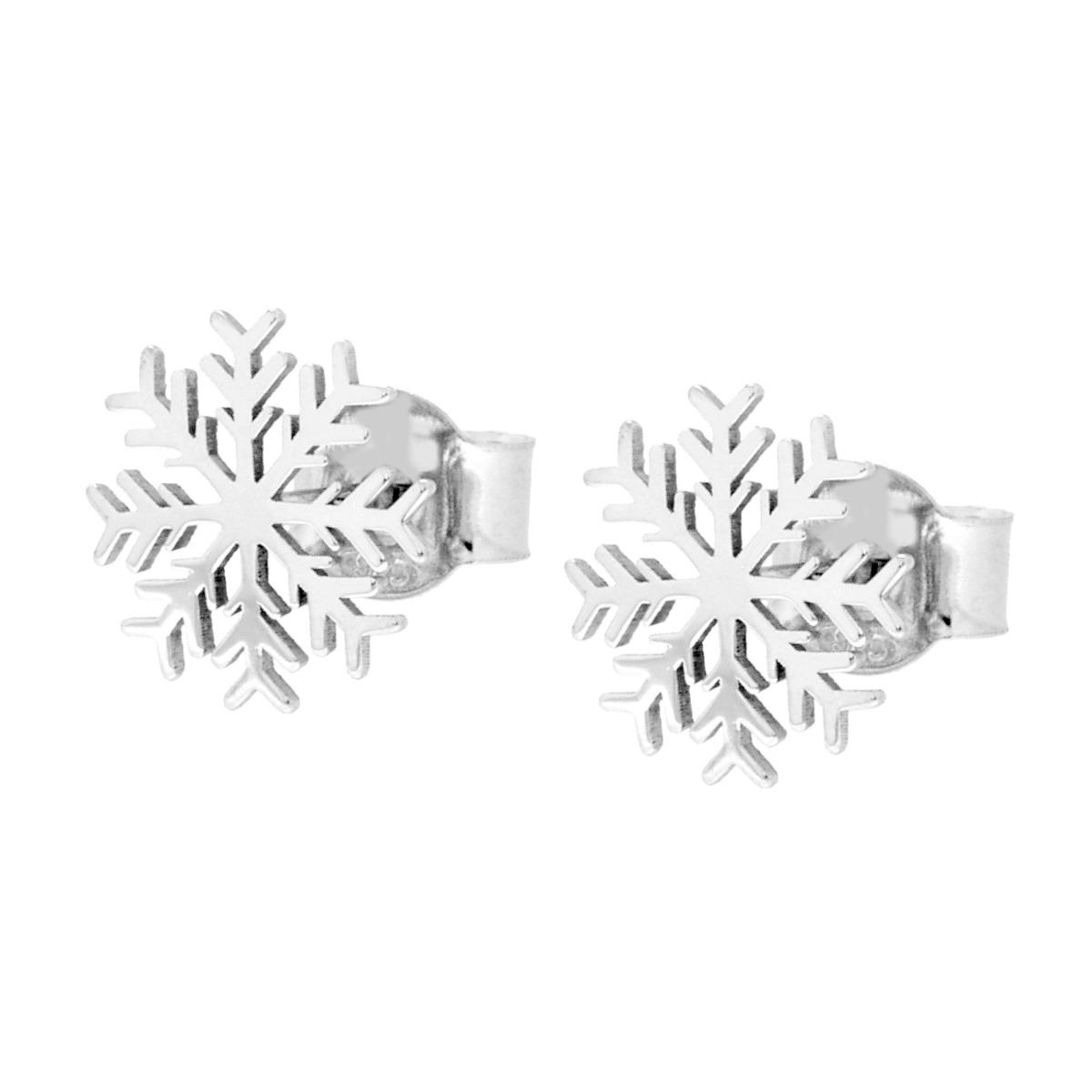 Orecchini Fiocco di Neve in ARGENTO 925 Galvanica Rodio