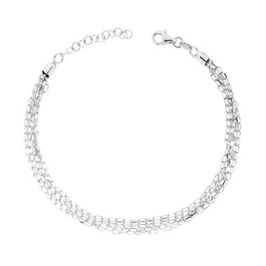 Bracciale multifilo Catena Forzatina Diamantata in ARGENTO 925 Galvanica Rodio