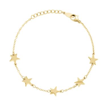 Bracciale Catena Forzatina con Stelle plain in ACCIAIO colore Oro