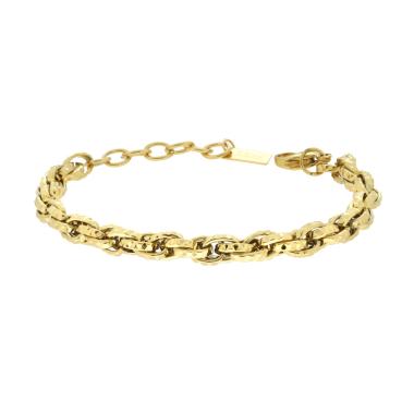 Bracciale Catena Forzatina Multimaglia Diamantata in ACCIAIO colore Oro