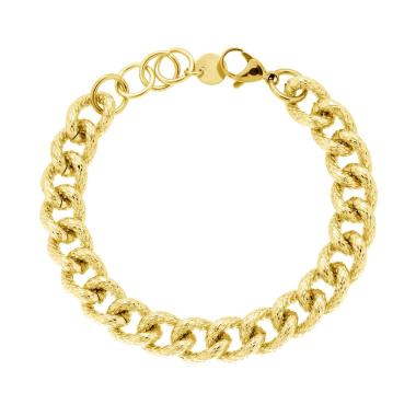 Bracciale Catena Grumetta Godronata sezione 11.2 mm in ACCIAIO colore Oro