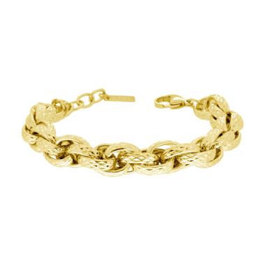 Bracciale Catena Forzatina Multimaglia Diamantata in ACCIAIO colore Oro