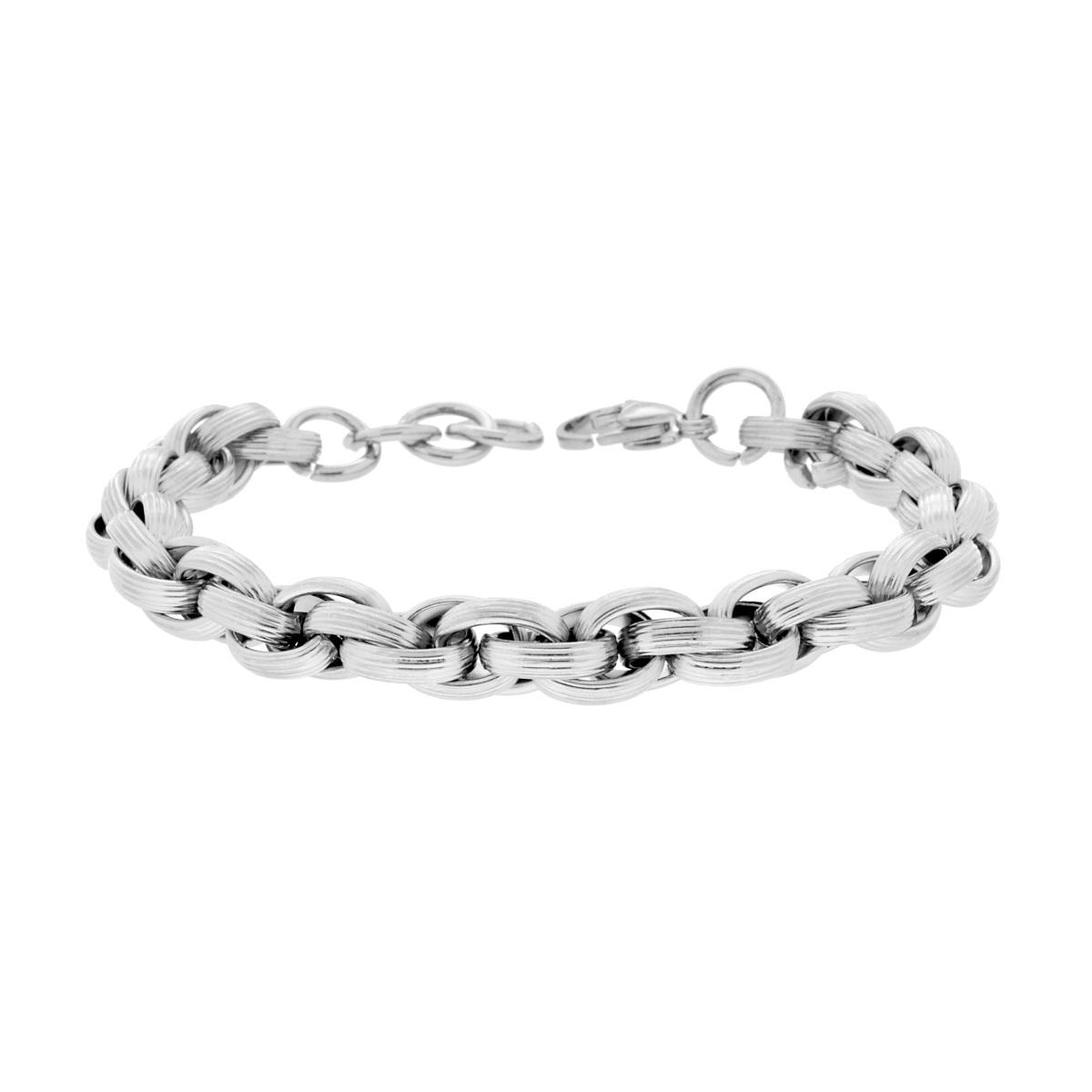 Bracciale Catena Multimaglia Forzatina Rigata in ACCIAIO