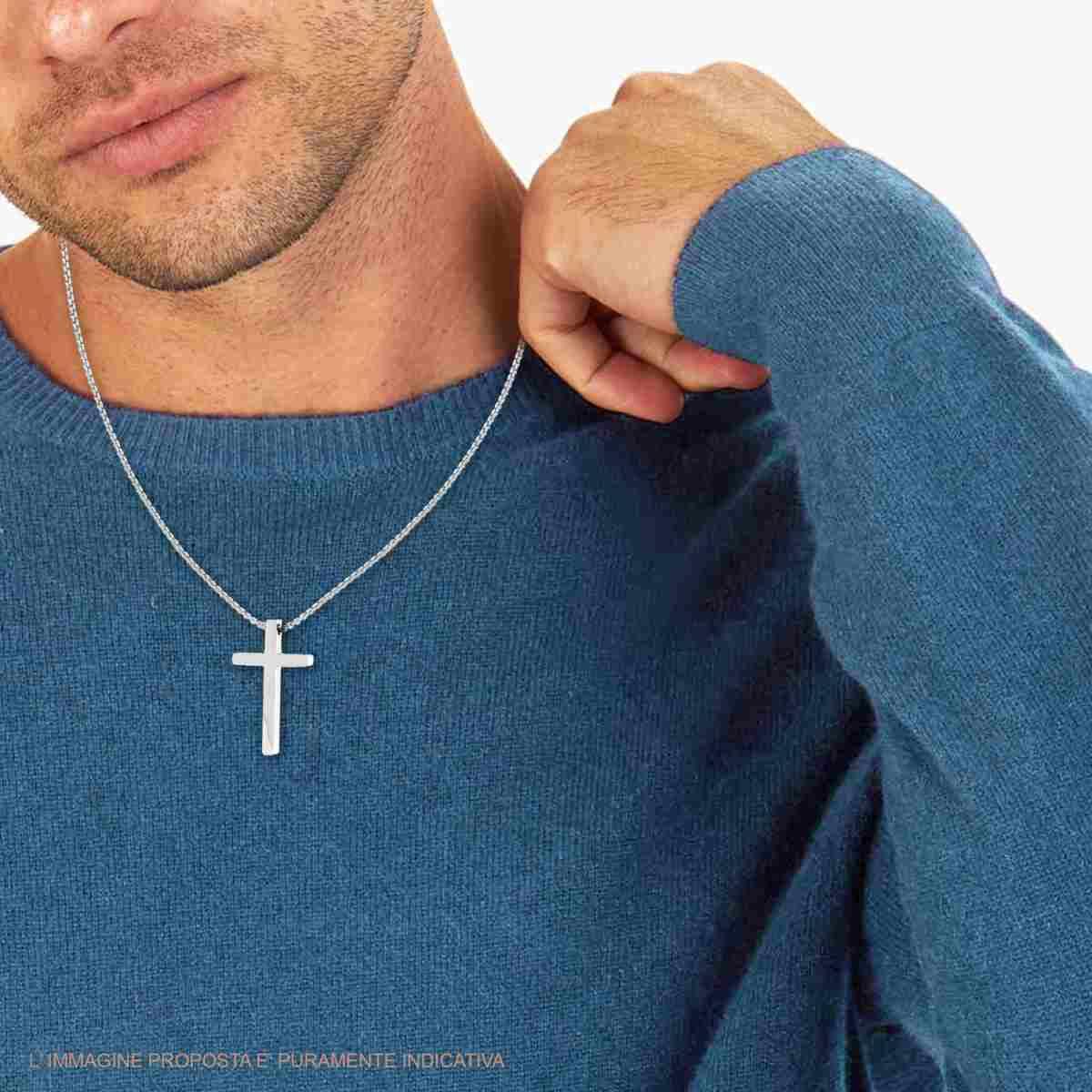 Collana Catena Veneziana Tonda con Croce in ACCIAIO