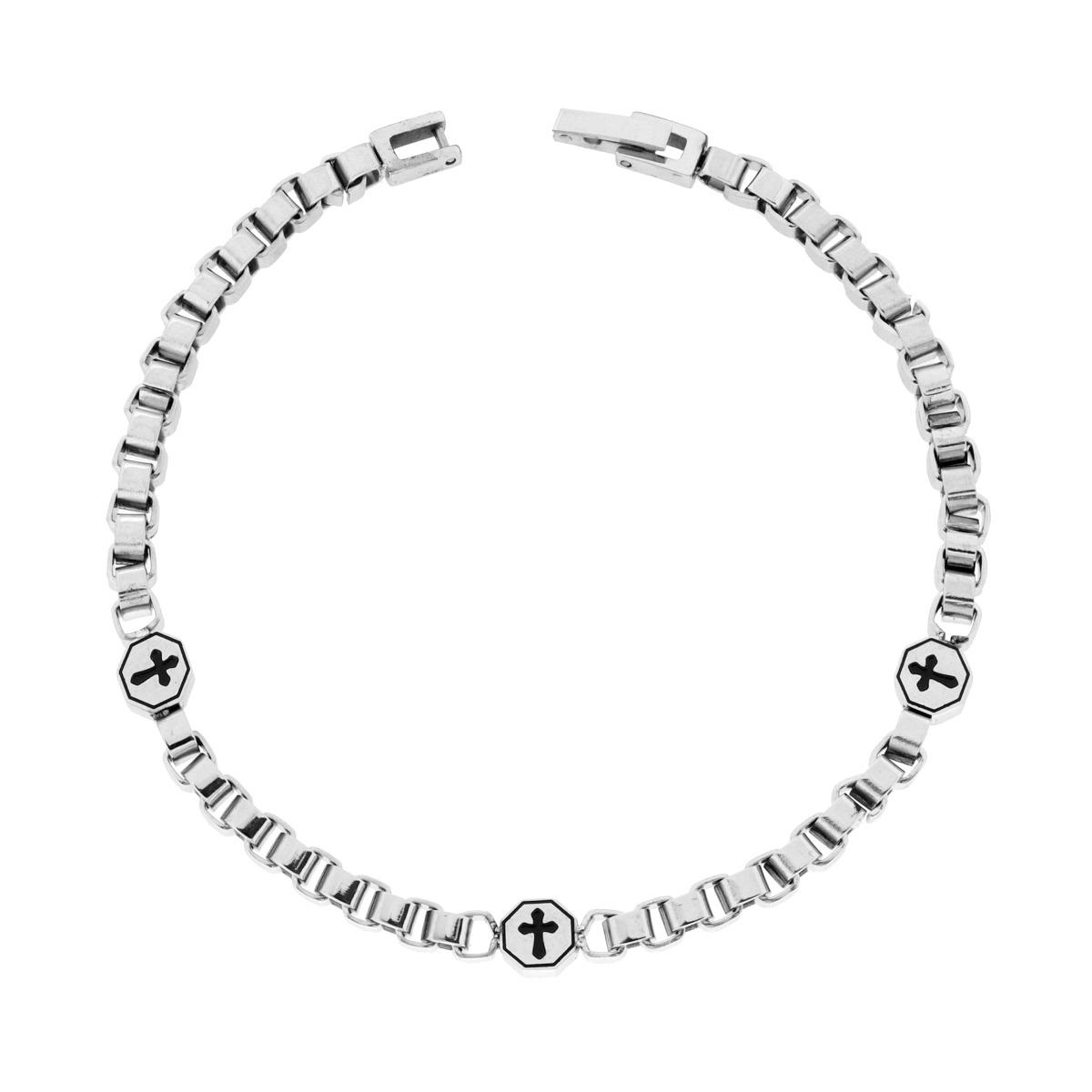 Bracciale Catena Veneziana con Croci in ACCIAIO