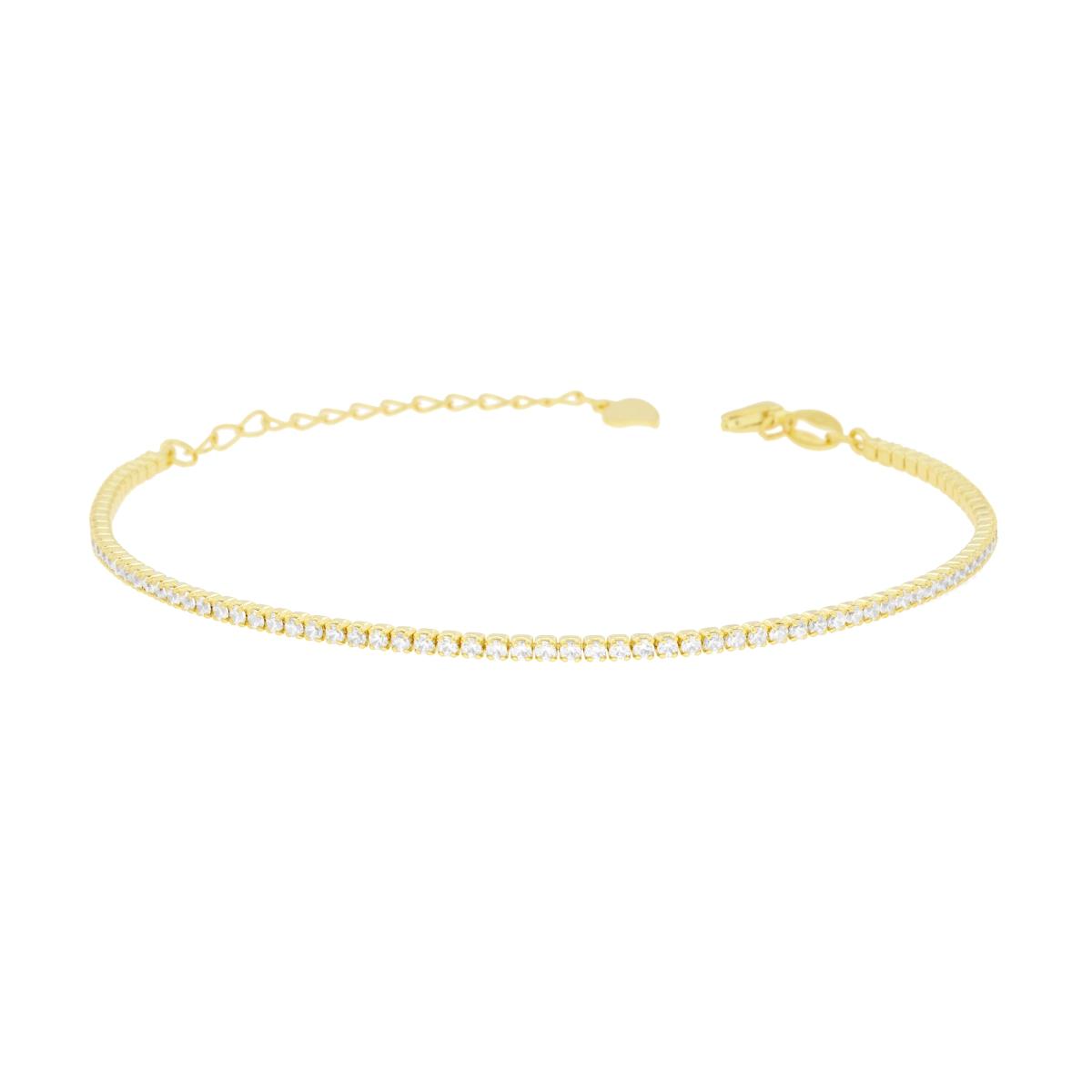 Bracciale Tennis Griffe cm 16+4 con Zirconi mm 1.5 Bianchi in ARGENTO 925 Galvanica Oro