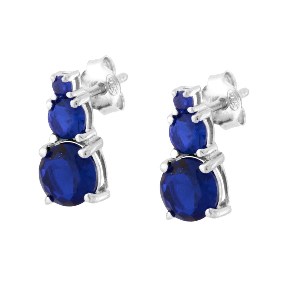 Orecchini Trilogy Degrade con Cubic Zirconia Blu Zaffiro in ARGENTO 925 Galvanica Rodio