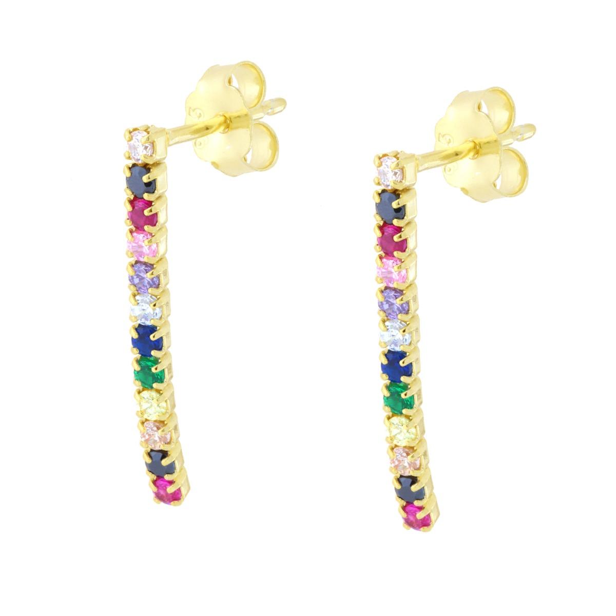 Orecchini Tennis con Cubic Zirconia Multicolor in ARGENTO 925 Galvanica Oro