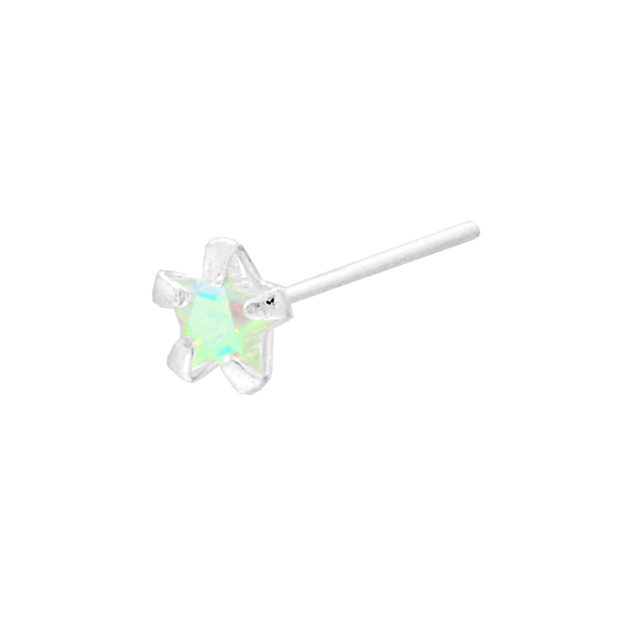 Piercing Naso Chiodino Stella mm 3,3 con Cubic Zirconia Aurora Boreale in ARGENTO 925
