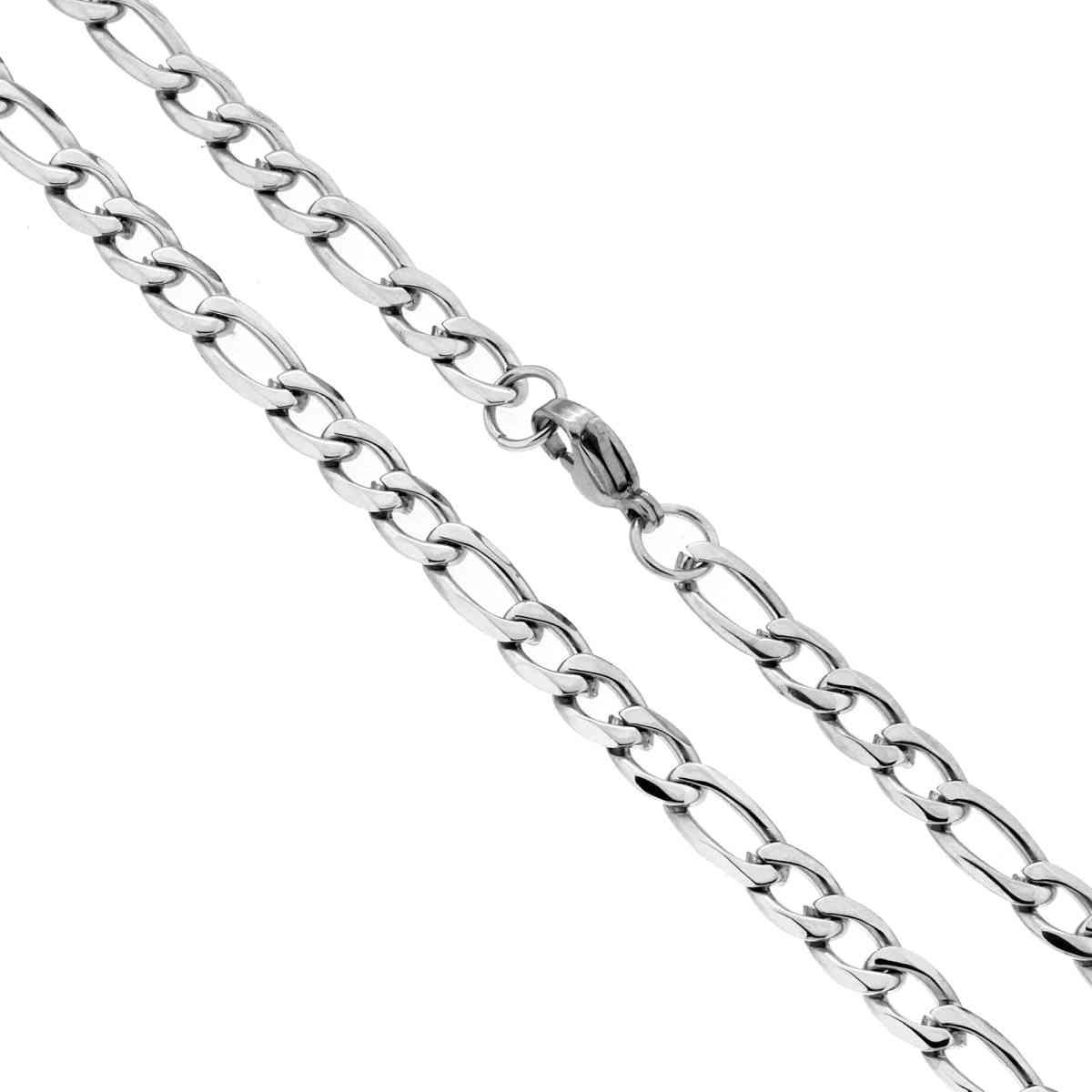 Catena Figaro alternata 3+1 sezione mm 5 lunghezza cm 60 in ACCIAIO