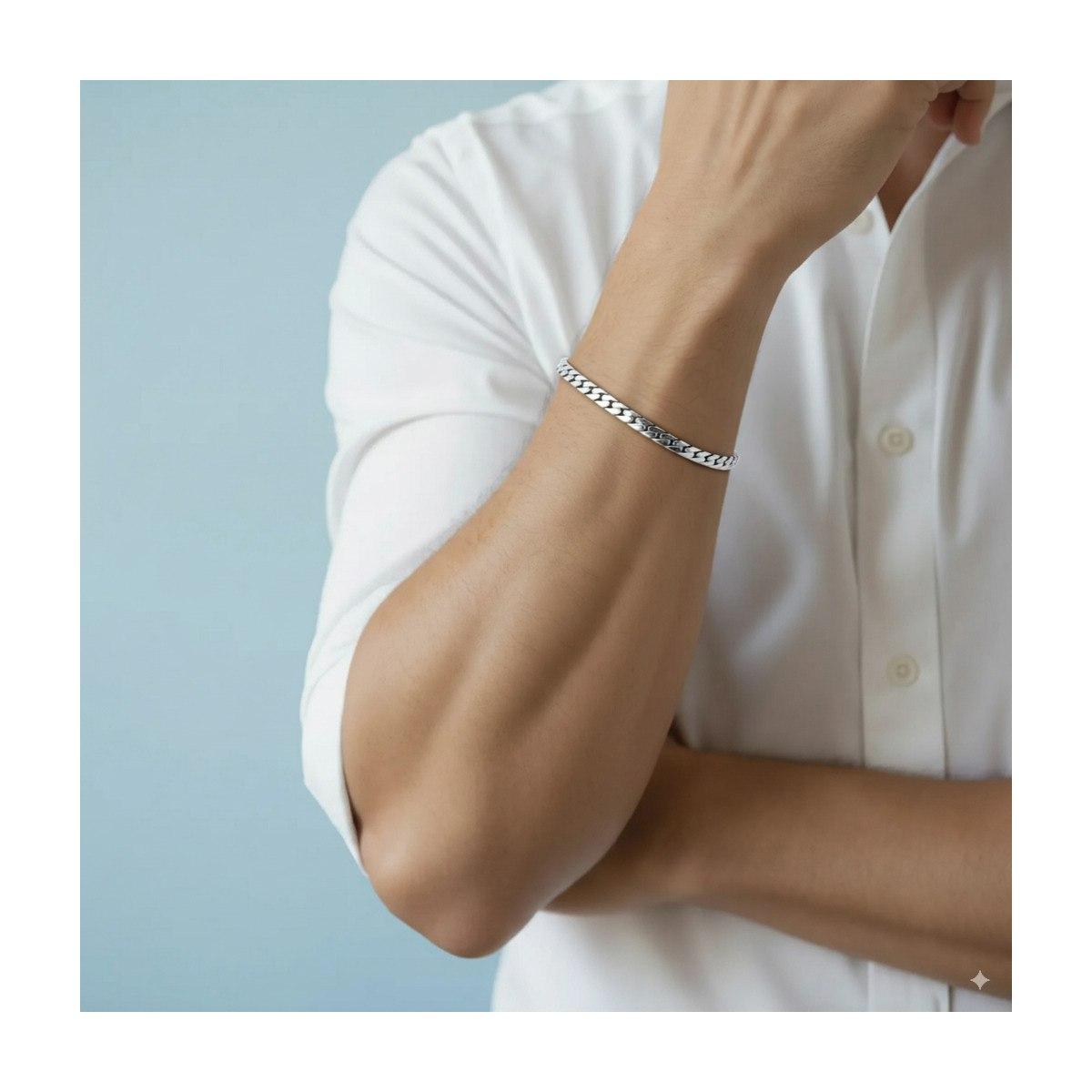 Bracciale Catena Grumetta Piatta mm 4.5 in ACCIAIO