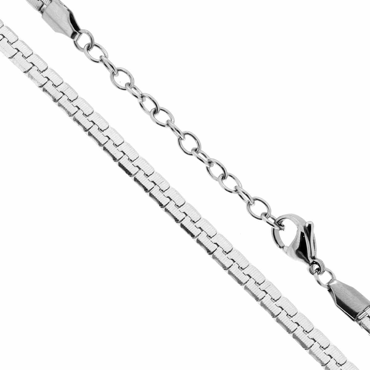 Catena Veneziana Battuta Rigata sezione mm 4.5 lunghezza cm 45+5 in ACCIAIO