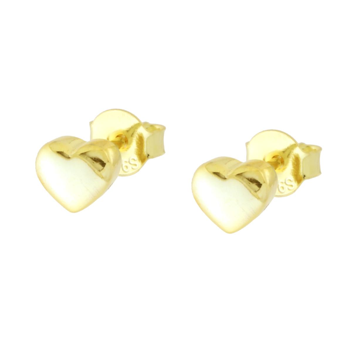 Orecchini Cuore Bombato in ARGENTO 925 Galvanica Oro