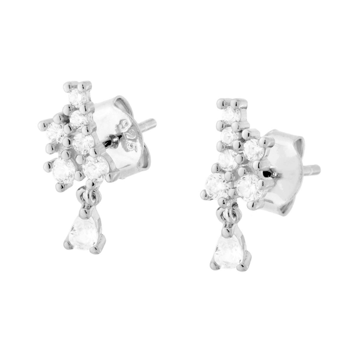 Orecchini con Cubic Zirconia Bianchi pendenti in ARGENTO 925 Galvanica Rodio