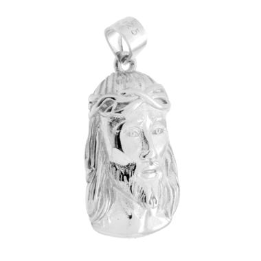 Ciondolo Volto di Gesu Cristo mm 20 in ARGENTO 925 Galvanica Rodio