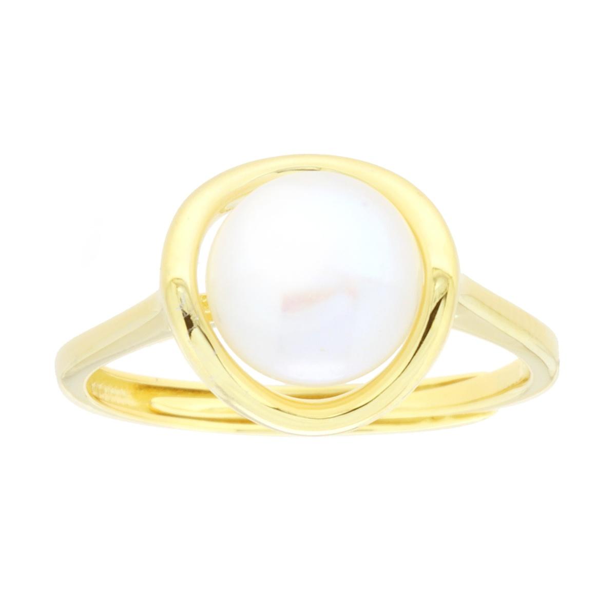 Anello Cerchio con Perla Naturale in ARGENTO 925 Galvanica Oro