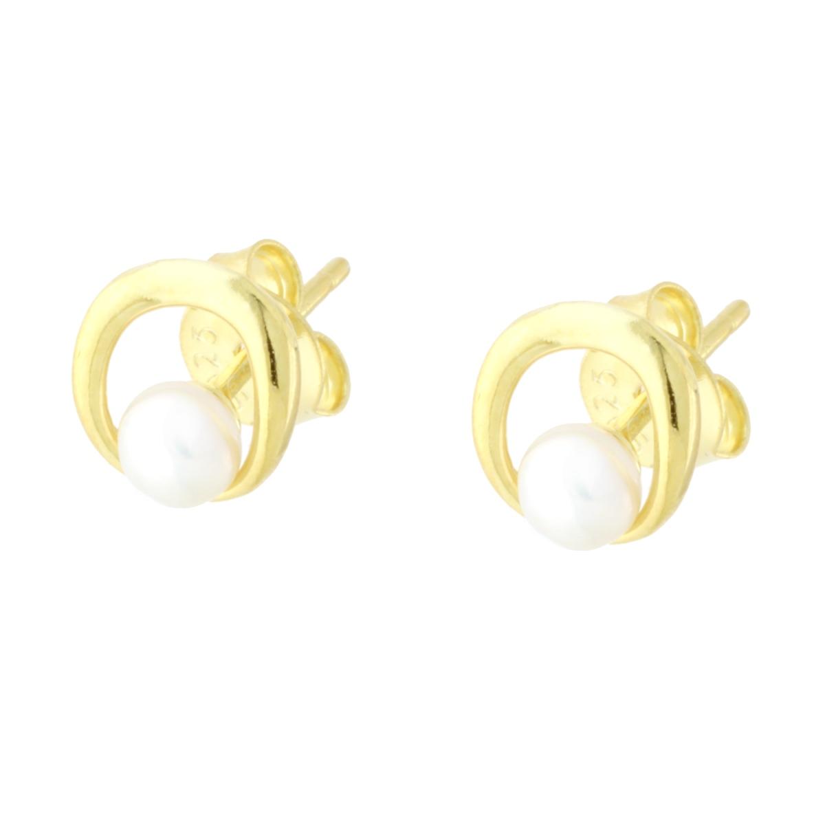 Orecchini Ovale con Perla Naturale in ARGENTO 925 Galvanica Oro