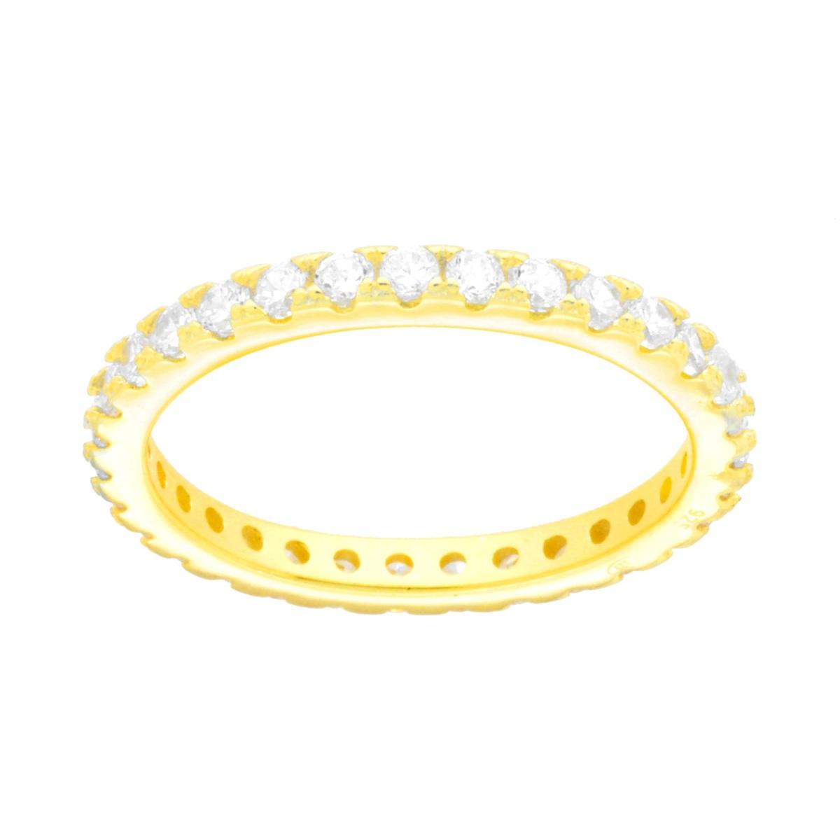 Anello Eternity Veretta a giro con Cubic Zirconia Bianchi mm 2 in ARGENTO 925 Galvanica Oro