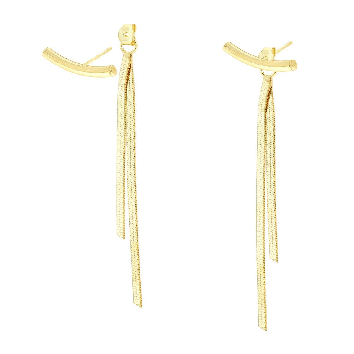 Orecchini Ear Cuff con due fili pendenti Catena Magik in ARGENTO 925 Galvanica Oro