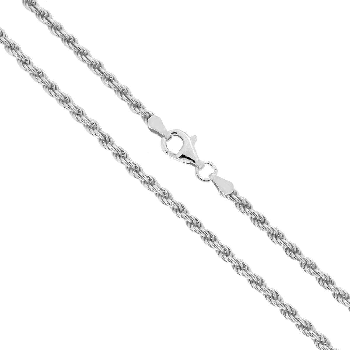 Catena Corda 060 sezione mm 3 lunghezza cm 50 in ARGENTO 925 Galvanica Rodio