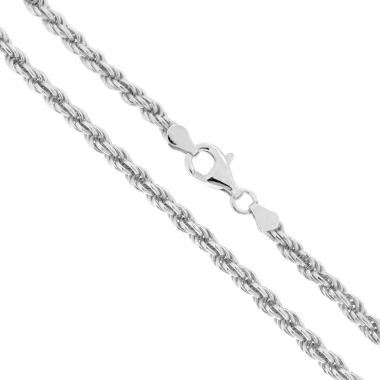 Catena Corda 080 sezione mm 4 lunghezza cm 60 in ARGENTO 925 Galvanica Rodio