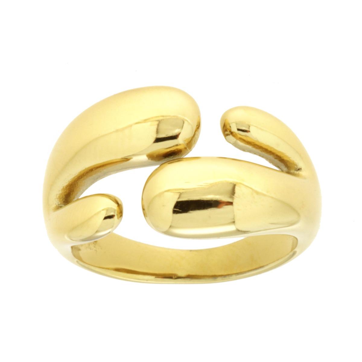 Anello Chunky Fascia Contrarie con Forma Fluida in ACCIAIO colore Oro