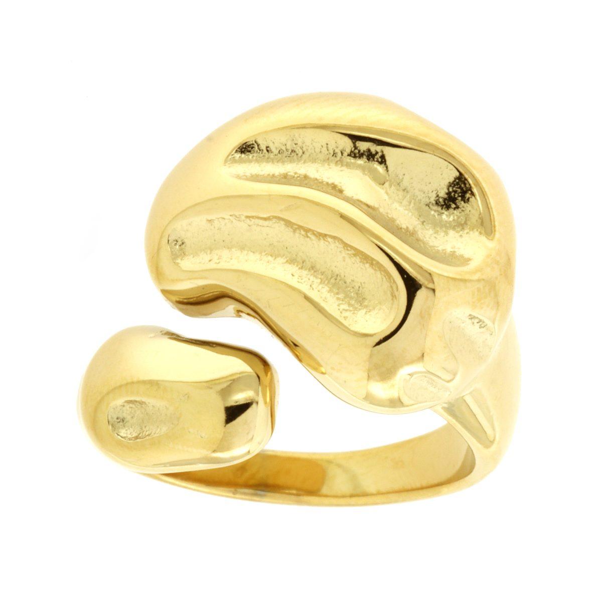 Anello Chunky Fascia Contrarie con Forma Fluida in ACCIAIO colore Oro