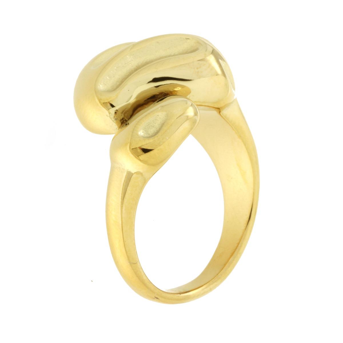 Anello Chunky Fascia Contrarie con Forma Fluida in ACCIAIO colore Oro