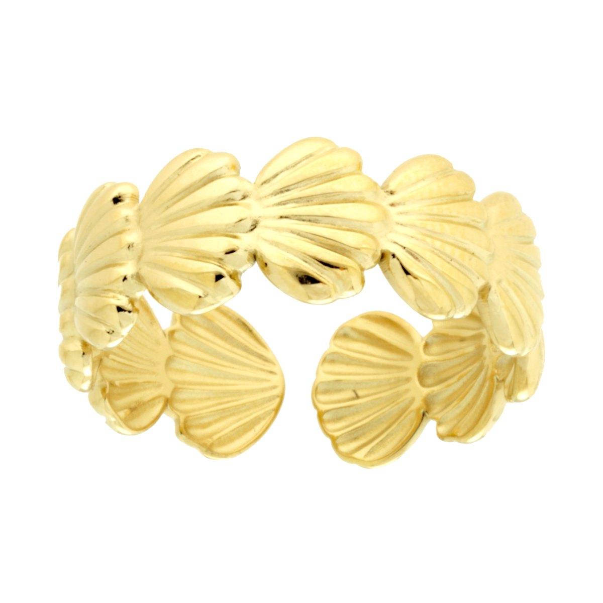 Anello Fascia con Conchiglie in ACCIAIO colore Oro