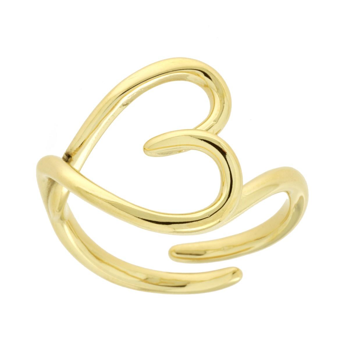 Anello Filo Amore con Sagoma Cuore in ACCIAIO colore Oro