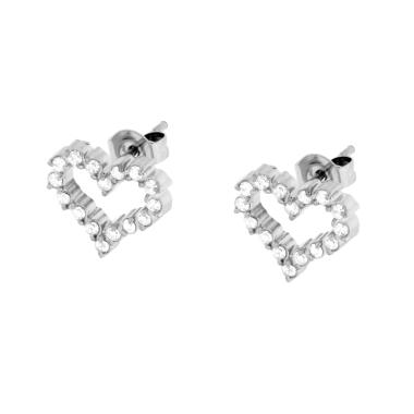 Orecchini Cuore con Crystal Bianchi in ACCIAIO