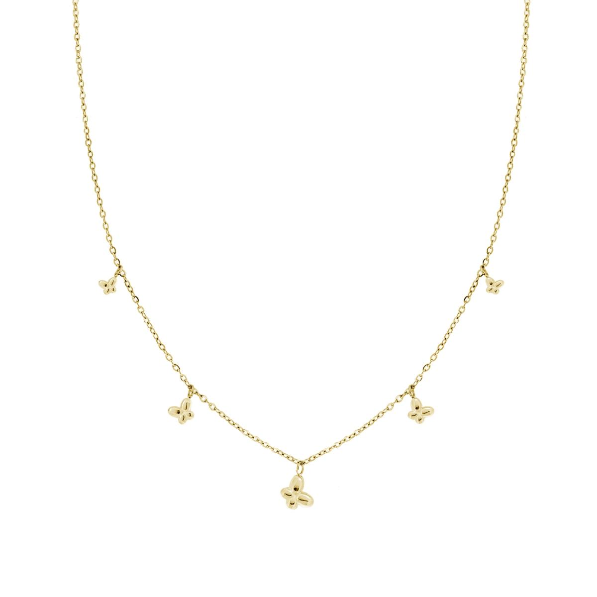 Collana Catena Forzatina con Farfalle Bombate pendenti in ACCIAIO colore Oro