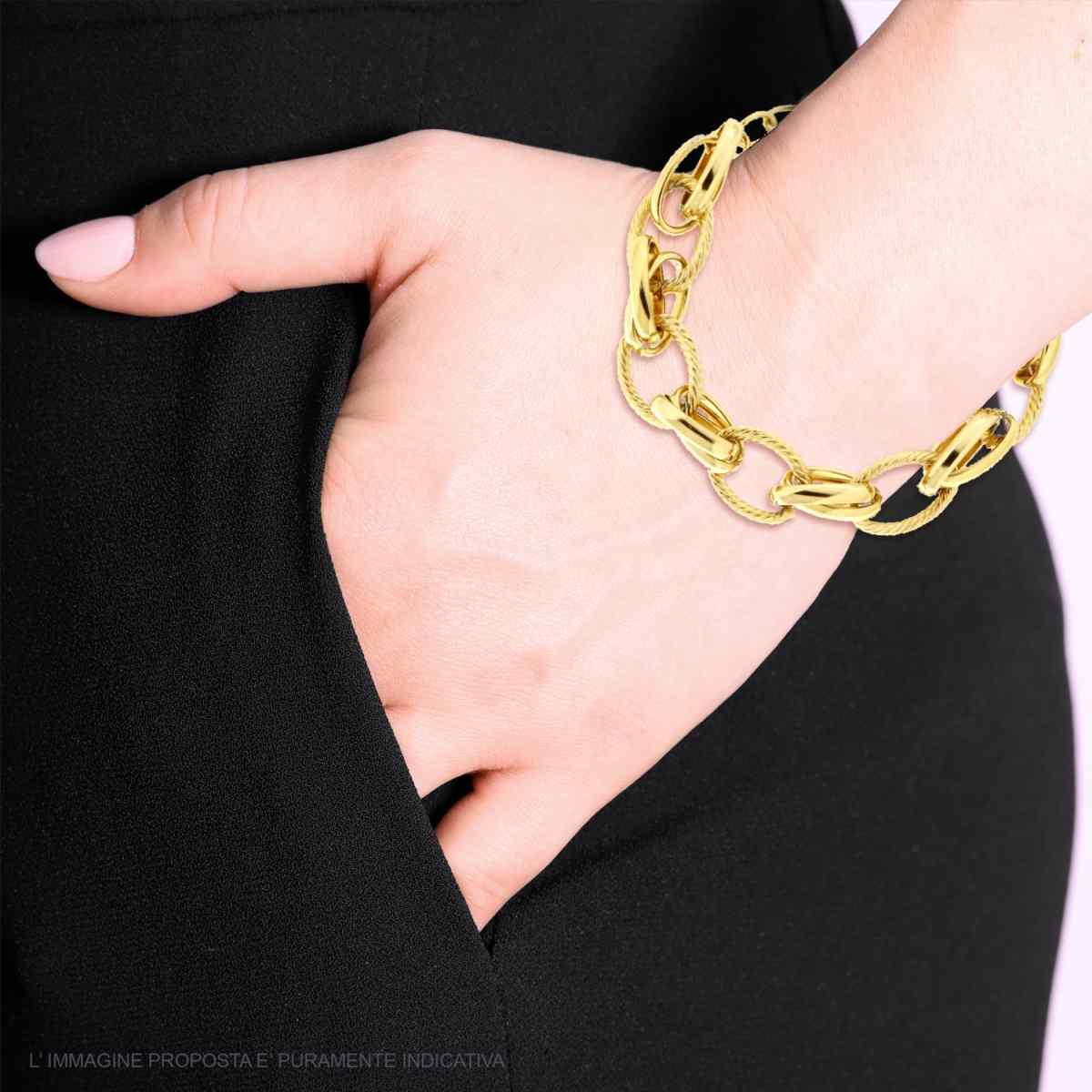 Bracciale Catena Forzatina Multimaglia Torchon in ACCIAIO color Oro