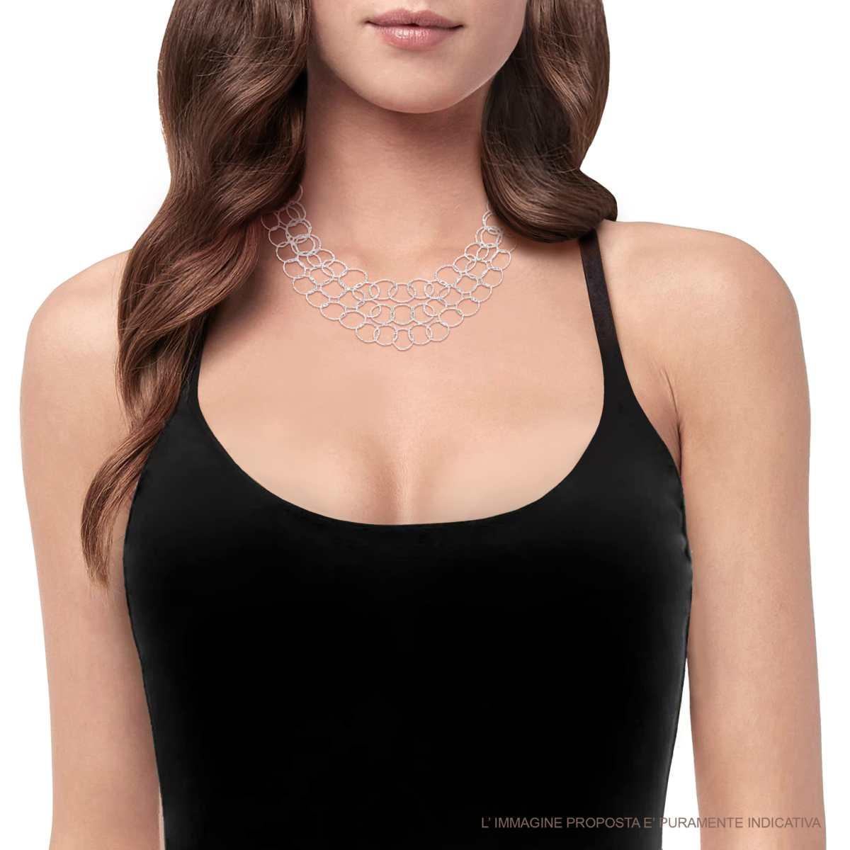 Collana tre fili Catena Cerchi Diamantati in ACCIAIO