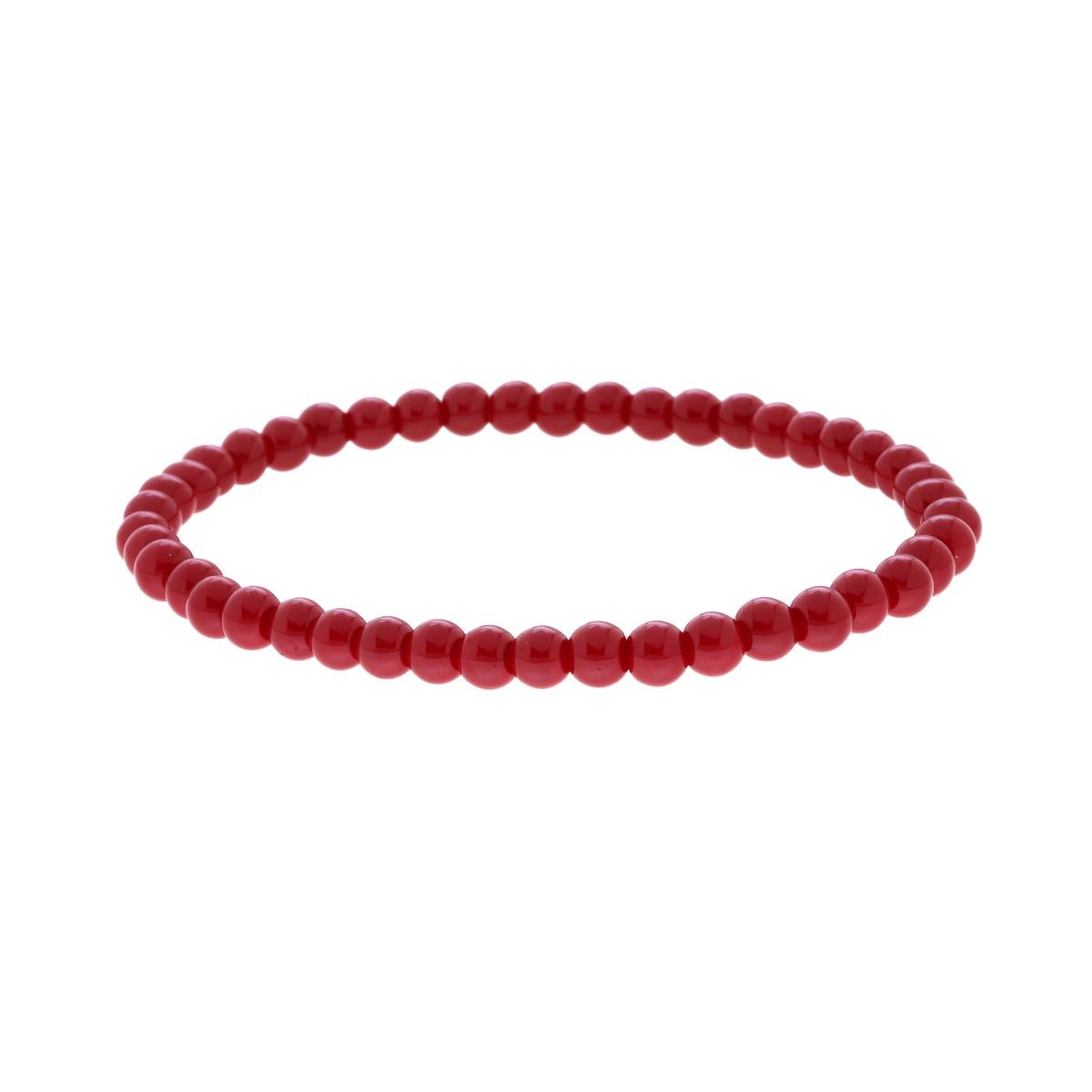 Bracciale elastico con Perle colore Rosso Corallo mm 4