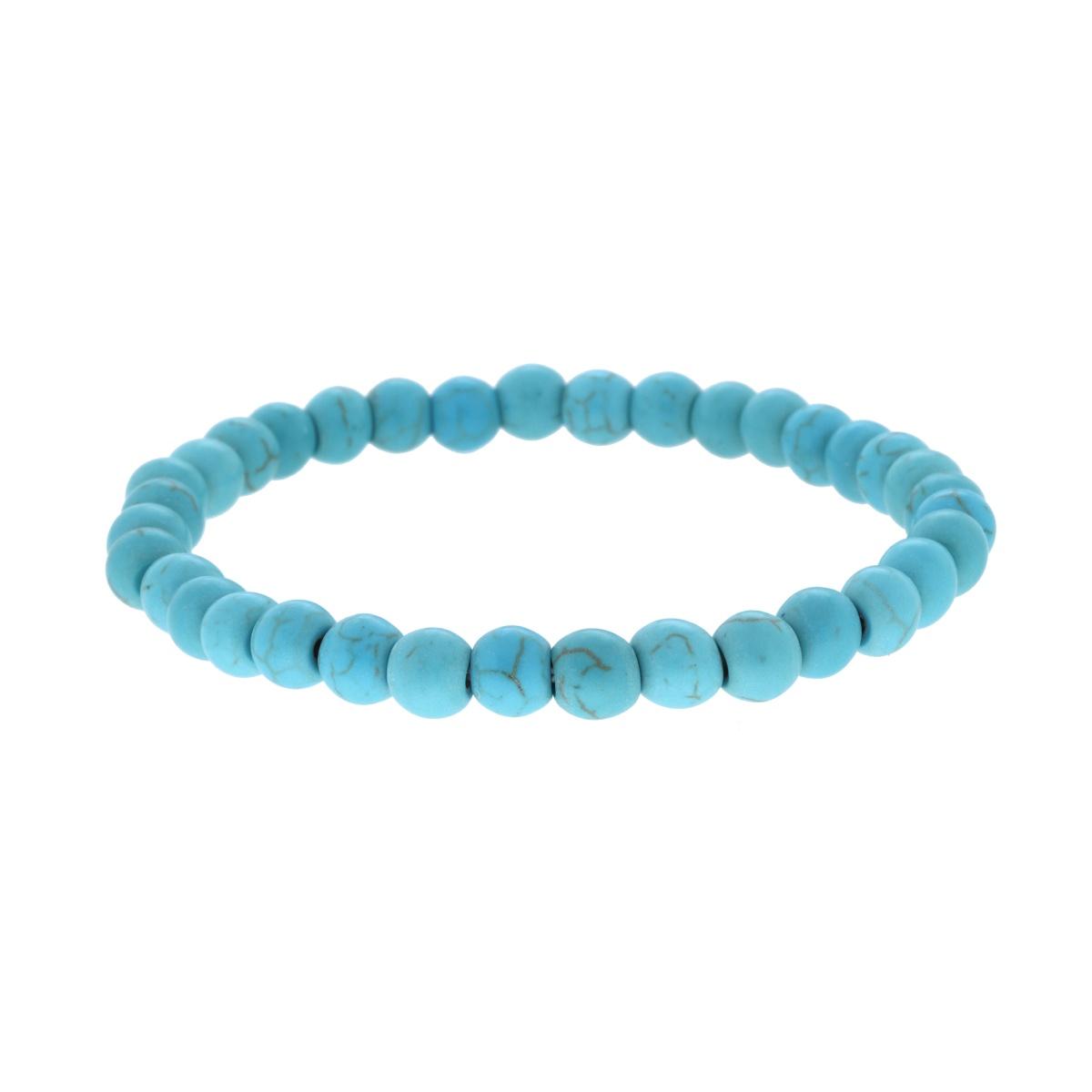 Bracciale elastico con Perle colore Turchese mm 6