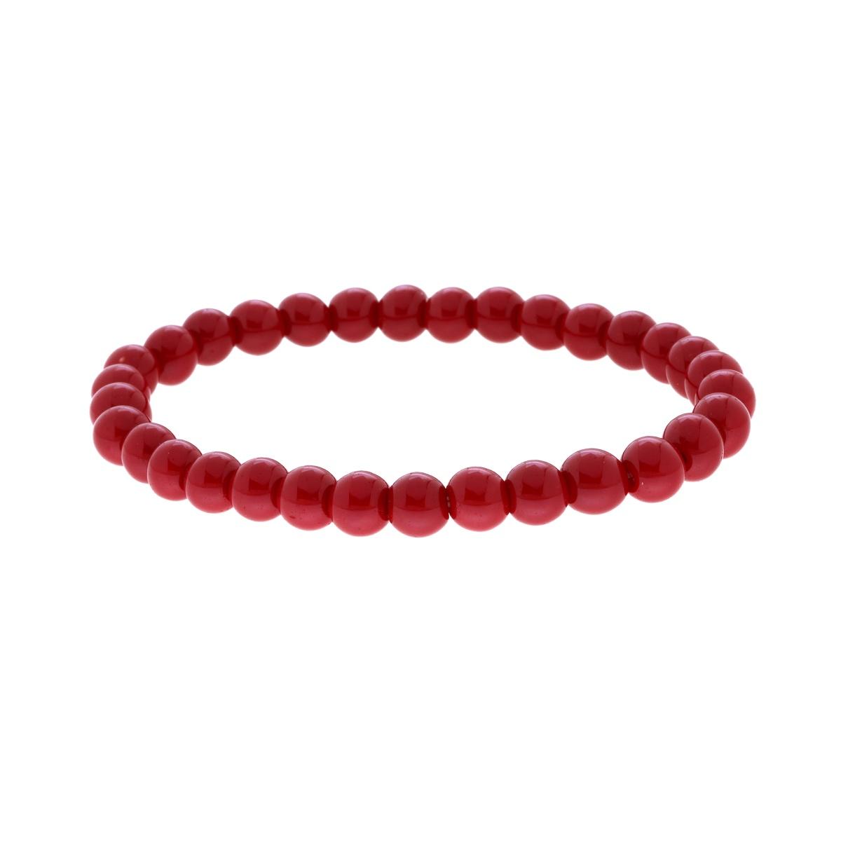 Bracciale elastico con Perle colore Rosso Corallo mm 6