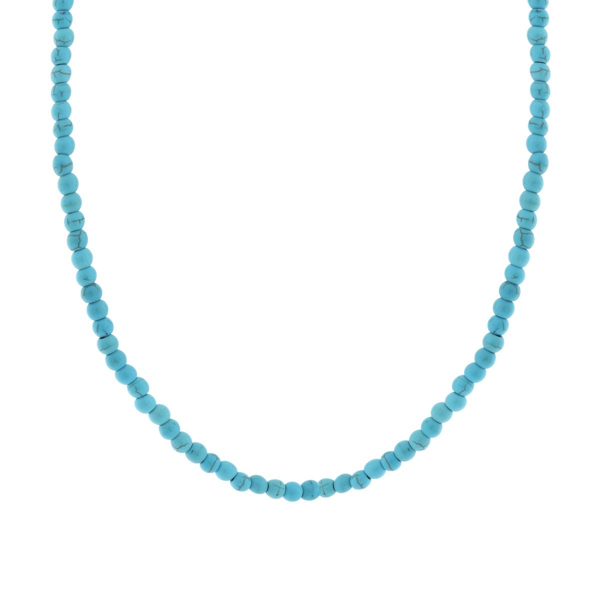 Collana filo Perle mm 4 colore Turchese in ACCIAIO