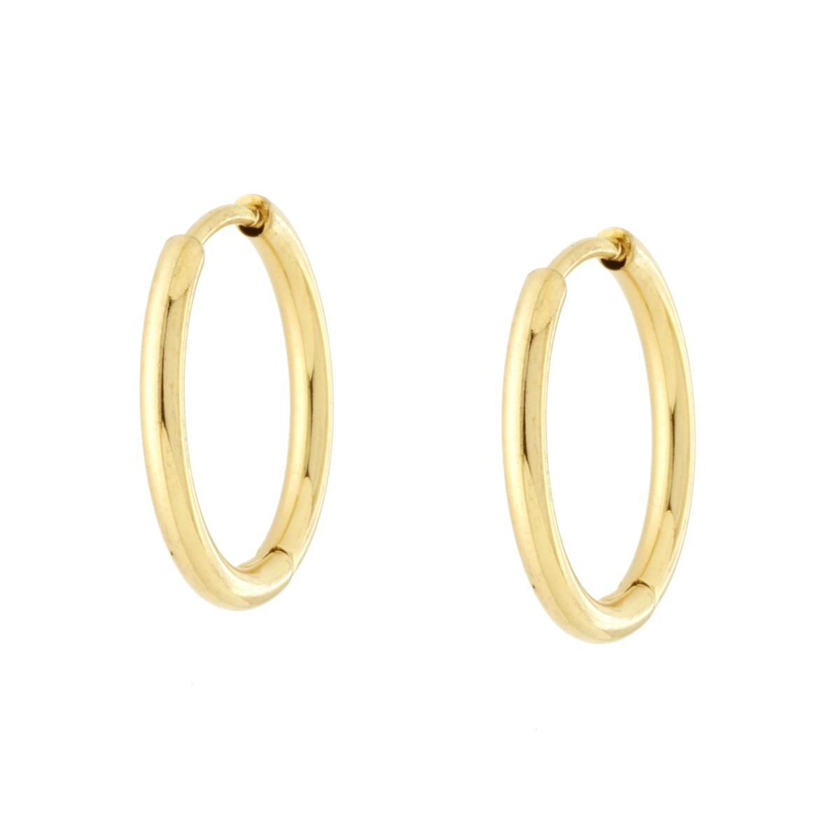 Orecchini Cerchio Scattino mm 15 in ACCIAIO colore Oro